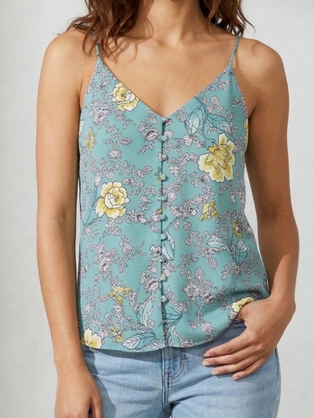 LOFT Double Layered Floral Cami Fabric Covered Buttons Small